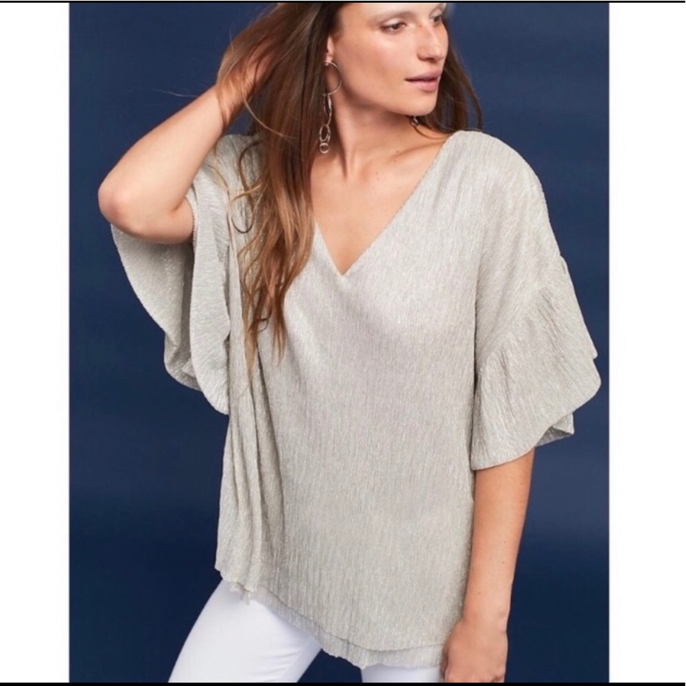 Anthropologie Vanessa Virginia Metallic Top
